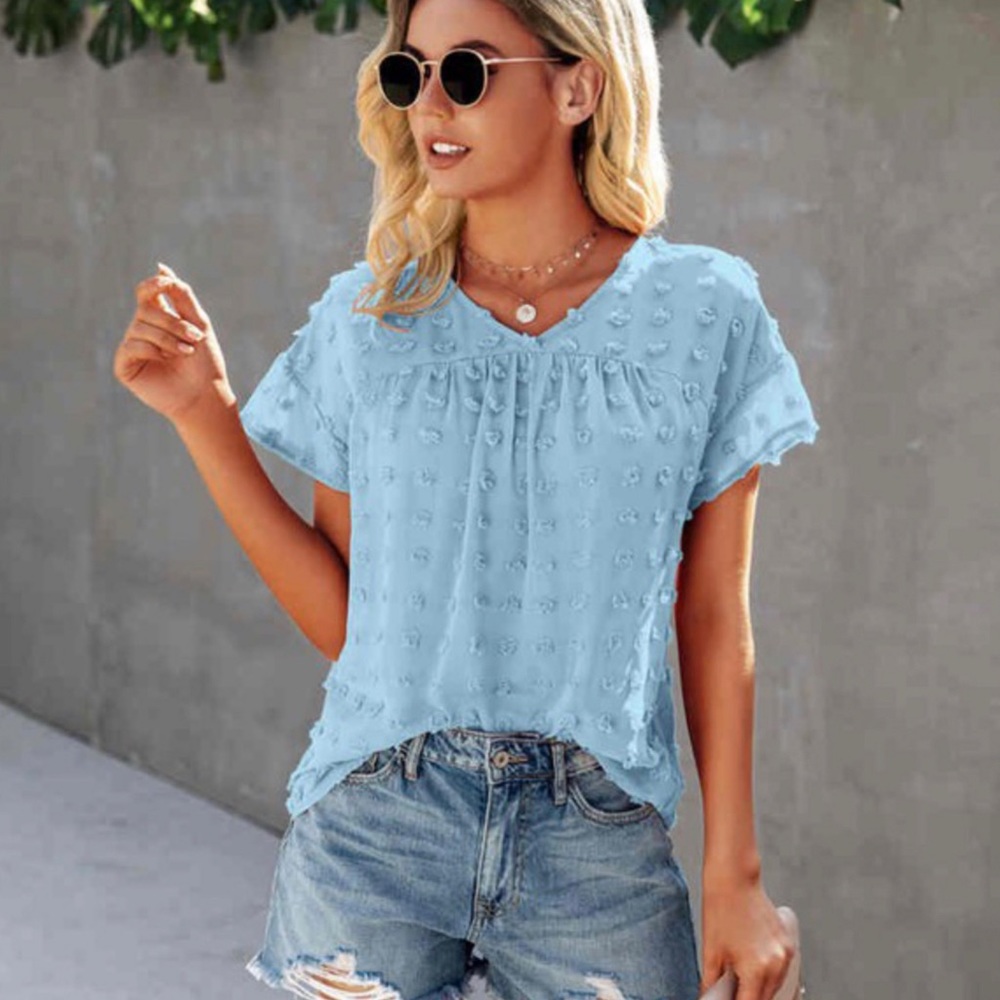Pom-Dot Baby Doll Top Blouse - Picture 5 of 5